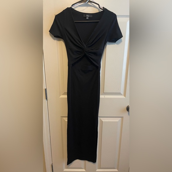 Lulu’s Twist front midi black ribbed fitted dress in size XS. EUC. - Picture 3 of 7